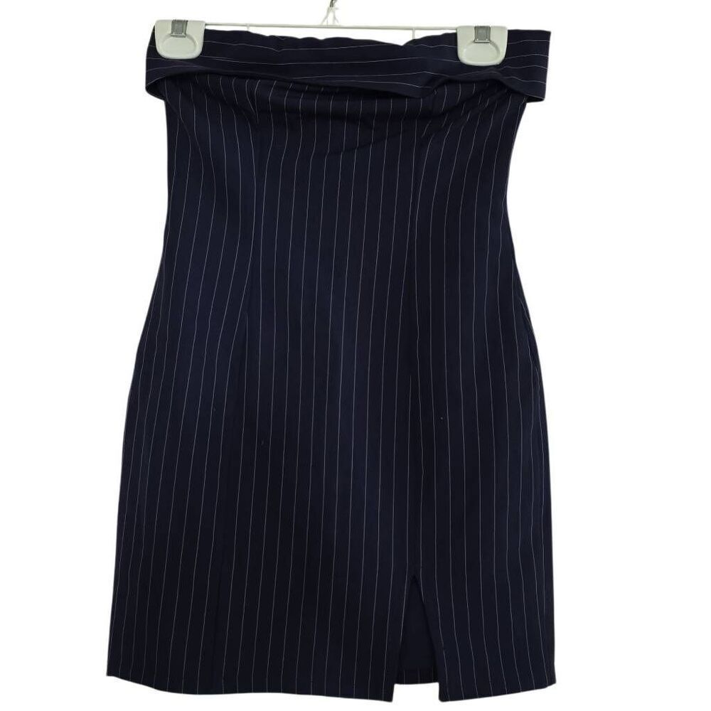 PrincessâPolly Women's Size 0 Navy White Pinstripe Dress
